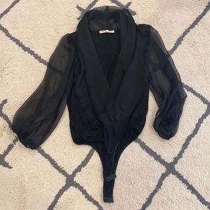 Black bodysuit sheer sleeves size large